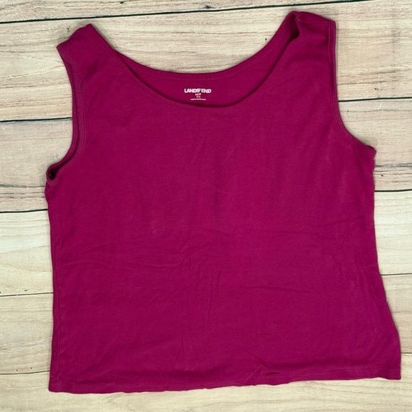Lands' End Women's Fuchsia cotton Tank Top/size MP - Picture 2 of 6